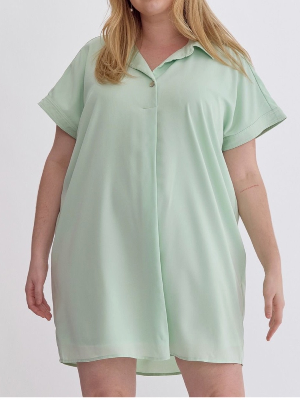 Entro Plus Mint Silky Flowy Dress - Picture 1 of 1